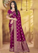 Silk Magenta Festival Wear Zari Work Saree